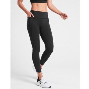 Athleta Velocity Stash Pocket 7/8 Leggings S Black Activewear Yoga Pilates‎ NWT